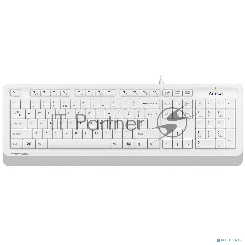 Клавиатура проводная A4Tech Fstyler FK10, USB, белый/серый