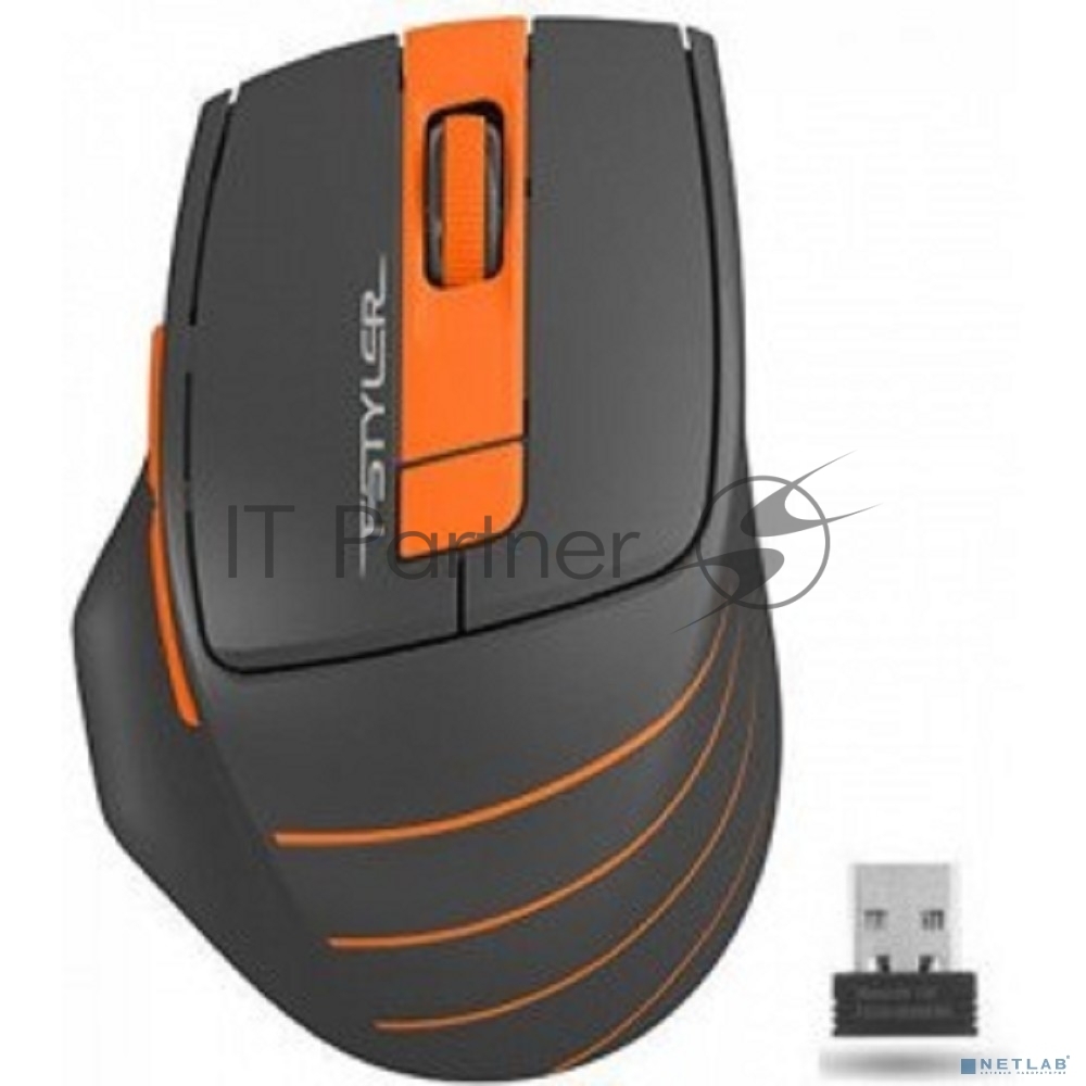 Мышь беспроводная A4Tech Fstyler FG30 серый/оранжевый, 2000 dpi, радиоканал, USB, кнопки - 5