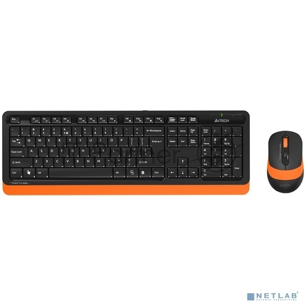Комплект клавиатура+мышь A4Tech FStyler FG1010 беспроводной, USB, 2000 DPI, чёрный/оранжевый