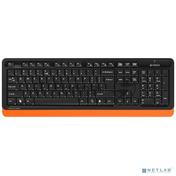 Комплект клавиатура+мышь A4Tech FStyler FG1010 беспроводной, USB, 2000 DPI, чёрный/оранжевый