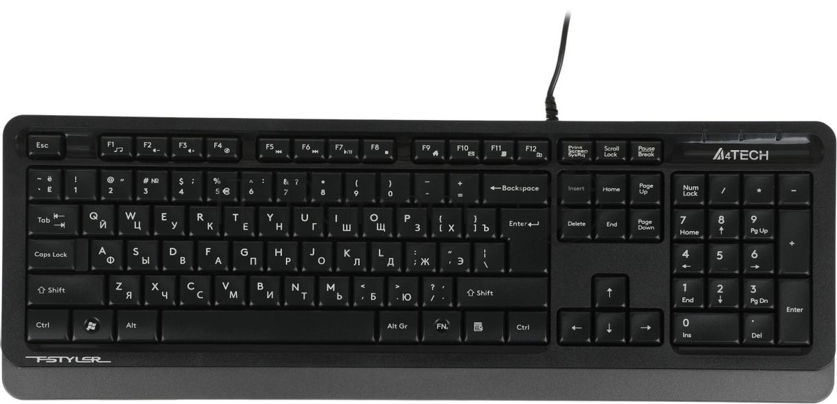 Комплект клавиатура+мышь A4Tech FStyler F1010 проводной, USB, 1600 DPI, чёрный/серый