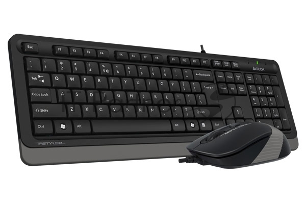 Комплект клавиатура+мышь A4Tech FStyler F1010 проводной, USB, 1600 DPI, чёрный/серый