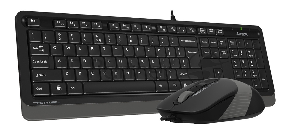 Комплект клавиатура+мышь A4Tech FStyler F1010 проводной, USB, 1600 DPI, чёрный/серый