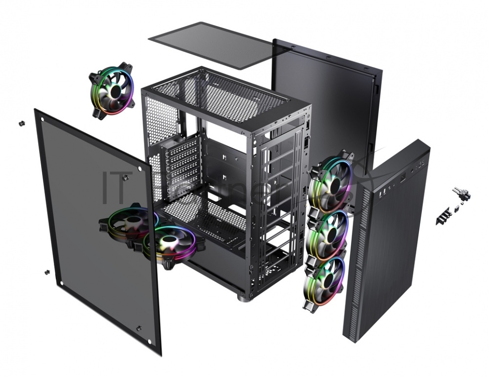 Компьютерный корпус Accord 3407 черный без БП ATX 2xUSB 2.0 2xUSB 3.0 audio bott PSU