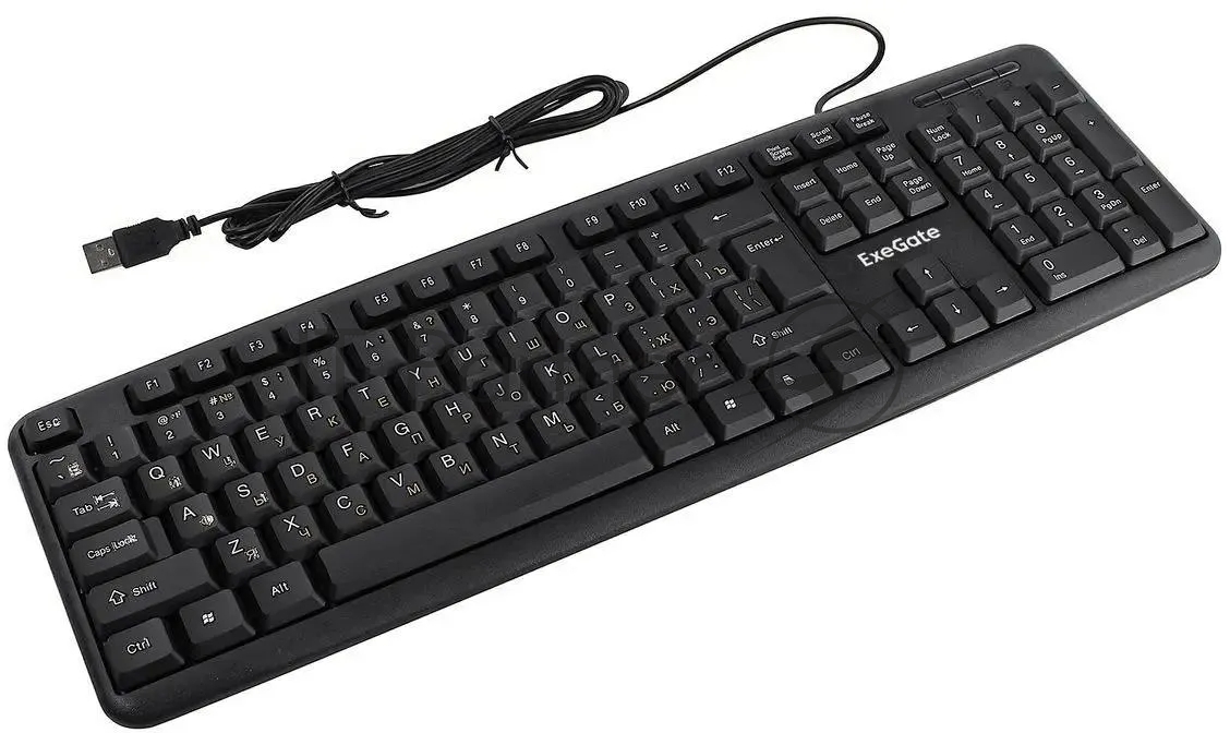 Клавиатура проводная ExeGate Professional Standard LY-331L2 (USB, полноразмерная, влагозащищенная, 104кл., Enter большой, длина кабеля 2,2м, черная, Color Box)