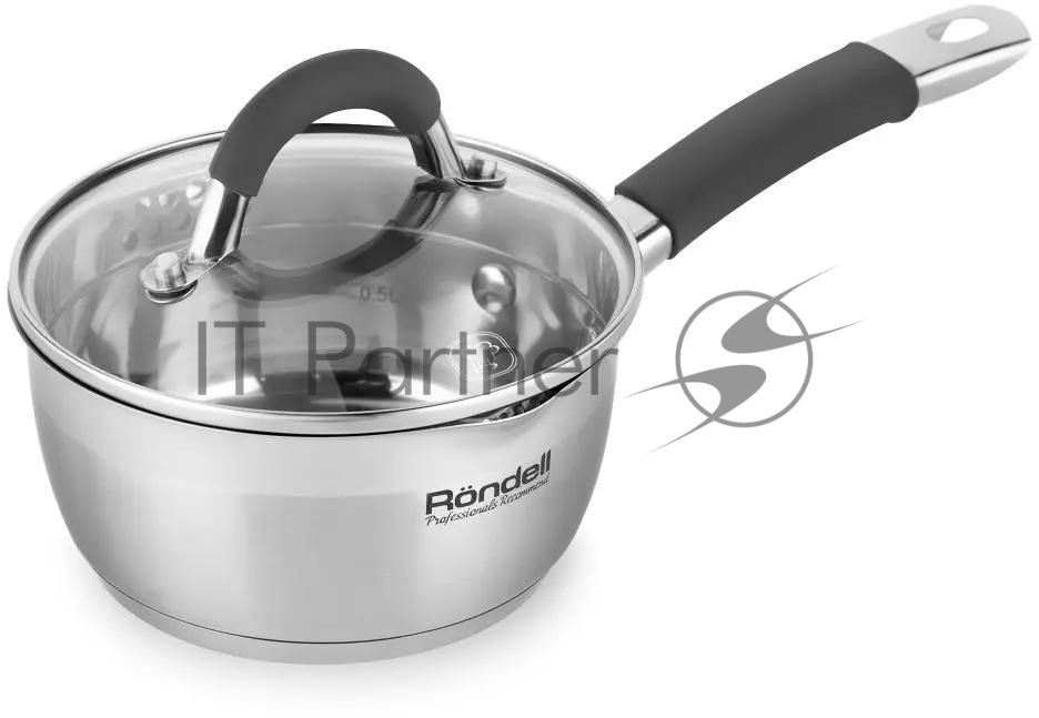 Ковш Rondell Flamme RDS-026, 1.3л, 16см, с крышкой, стальной