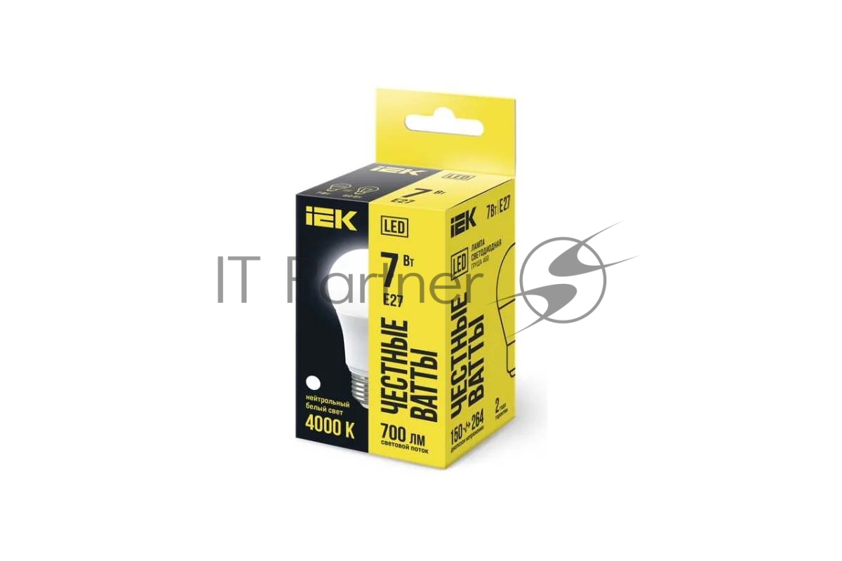 Лампа светодиодная IEK LLE-A60-7-230-40-E27 ECO A60 7Вт грушевидная 4000К белый E27 633лм 230-240В