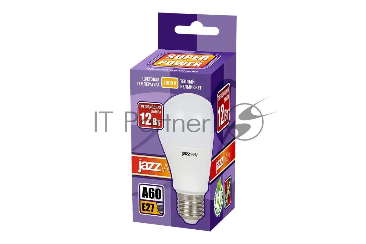 Лампа светодиодная JazzWay PLED-SP A60 12Вт грушевидная 3000К теплый белый E27 1080лм 230В