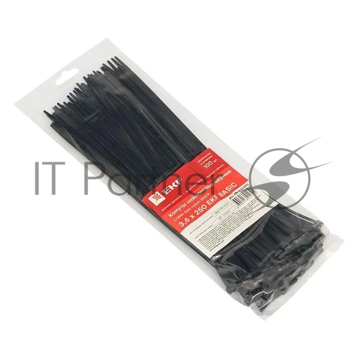 Хомут кабельный 3.6х250 нейл. черный (уп. 100 шт) EKF plc-cb-3.6x250