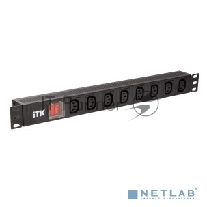 Блок розеток 8 мест PDU 19дюймов IEC320 C13 PH12-8C133 с LED выкл. алюм. профиль1U вход C14 без шнура ITK PH12-8C133