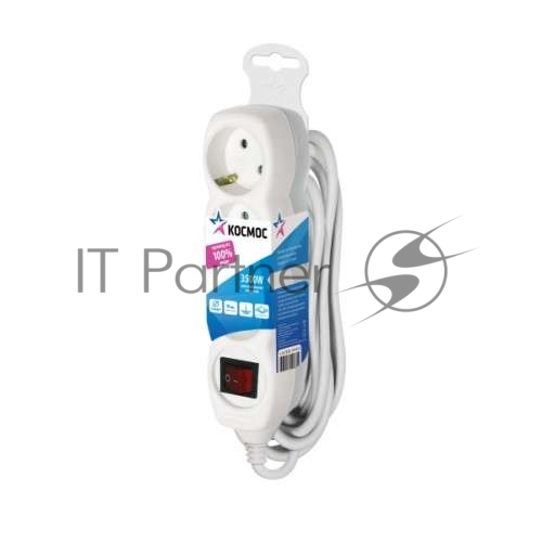 Удлинитель 3х5м с заземл. 16А IP20 ПВС 3х1 с выкл. КОСМОС YKsm5m-3g-Z-V(K)