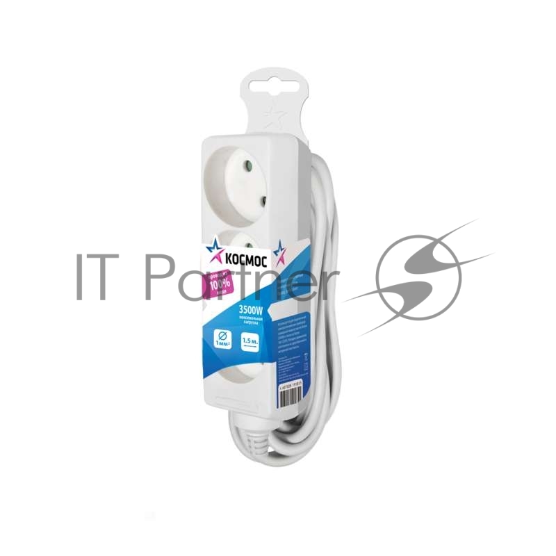 Удлинитель Космос 3х1.5 м без заземл. 16А IP20 ПВС 2х1