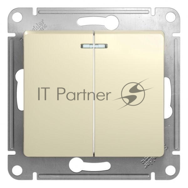 Механизм выключателя 2-кл. СП Glossa 10А IP20 10AX с подсветкой беж. SchE GSL000253