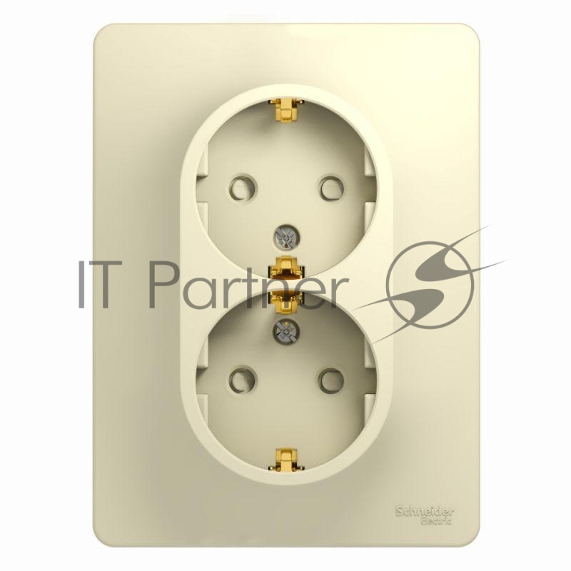 Systeme Electric Glossa Беж Розетка 2-я с/з со шторками (в сборе с рамкой)