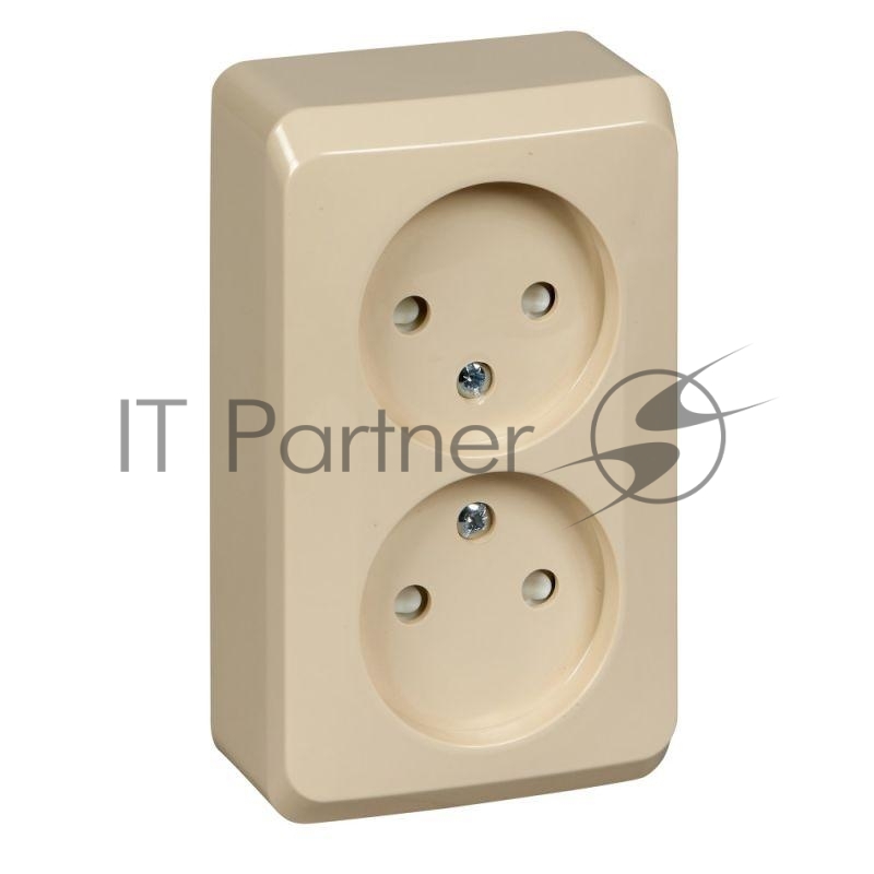 Розетка 2-м ОП Этюд 16А IP20 защ. шторки без заземл. крем. SchE PA16-006K