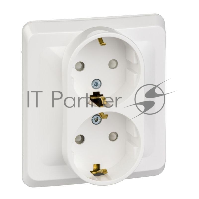 Розетка 2-м СП Этюд 16А защ. шторки с заземл. бел. SchE PC16-008B