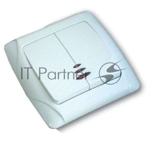 Выключатель 2-кл. СП Маргарита 10А IP20 с индик. белый Universal М0123