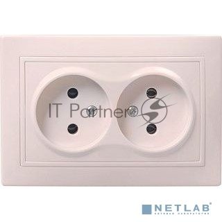 Розетка 2-м СП Кварта 10А IP20 без заземл. крем. IEK ERK23-K33-10-DM