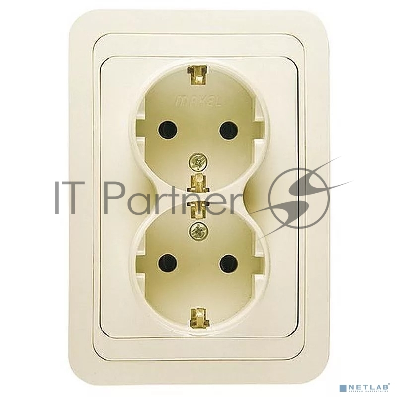 Розетка 2-м СП Mimoza 16А IP20 с заземл. крем./крем. Makel 25082