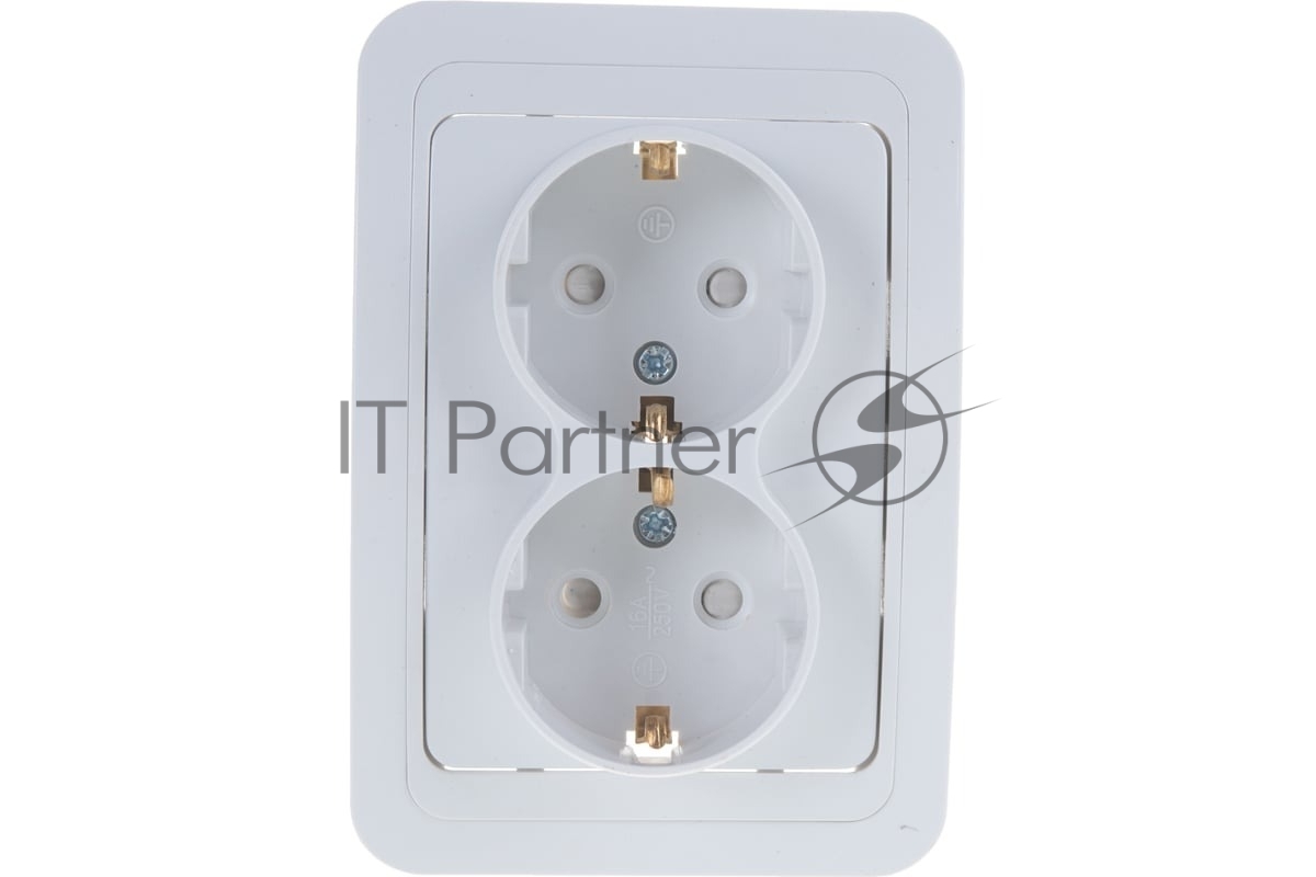 Розетка 2-м CLASSICO защ. шторки с заземл. 2128x белый ASD/IN HOME 4690612000985