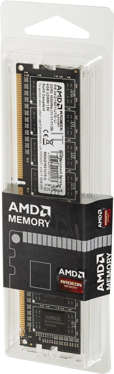 Оперативная память AMD Radeon R5, DDR3, 4GB (1x4GB), 1600MHz, CL11, DIMM