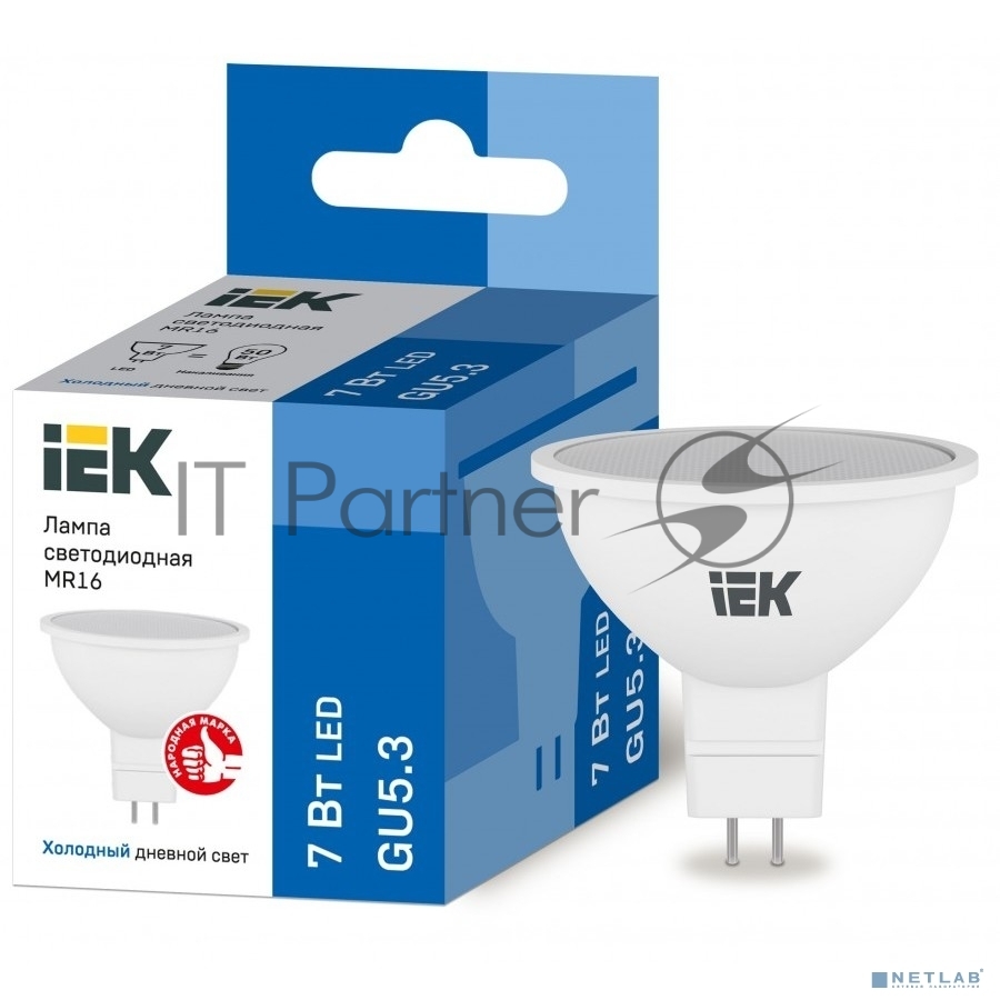 Лампа светодиодная IEK LLE-MR16-7-230-65-GU5 ECO MR16 софит 7Вт 230В 6500К GU5.3