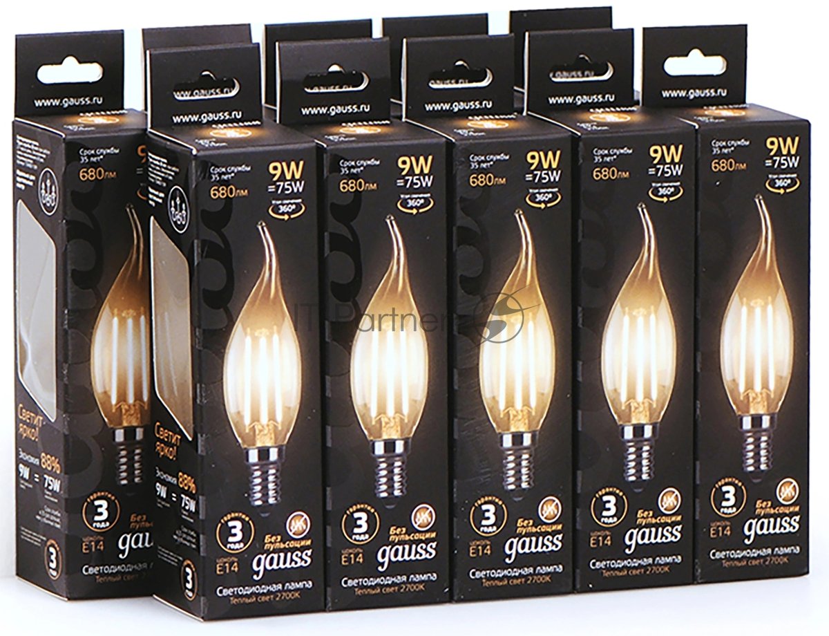 Лампа светодиодная Filament Свеча на ветру E14 9Вт 2700К Gauss 104801109