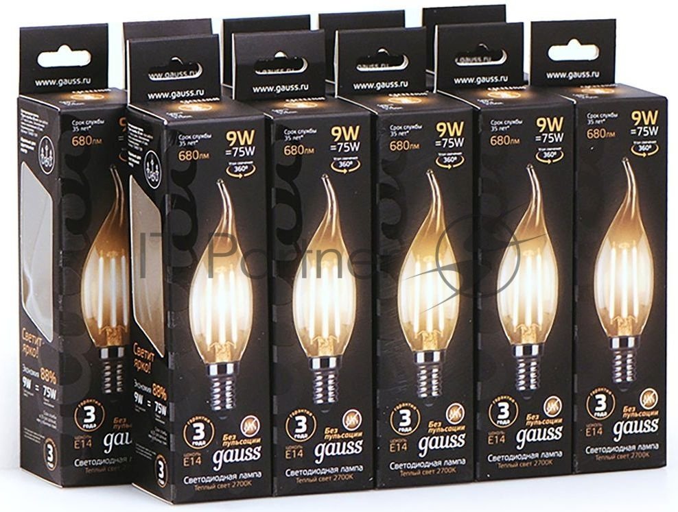 Лампа светодиодная Filament Свеча на ветру E14 9Вт 2700К Gauss 104801109