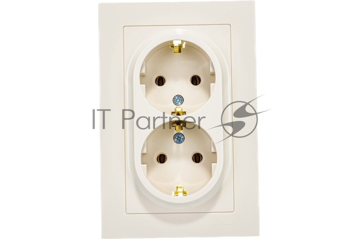Розетка 2-м AtlasDesign с заземл. 16А в сборе беж. SchE ATN000224