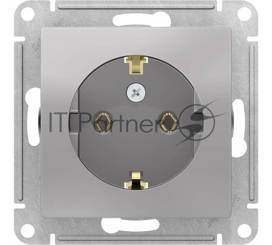 Механизм розетки 1-м СП AtlasDesign с заземл. 16А алюм. SchE ATN000343