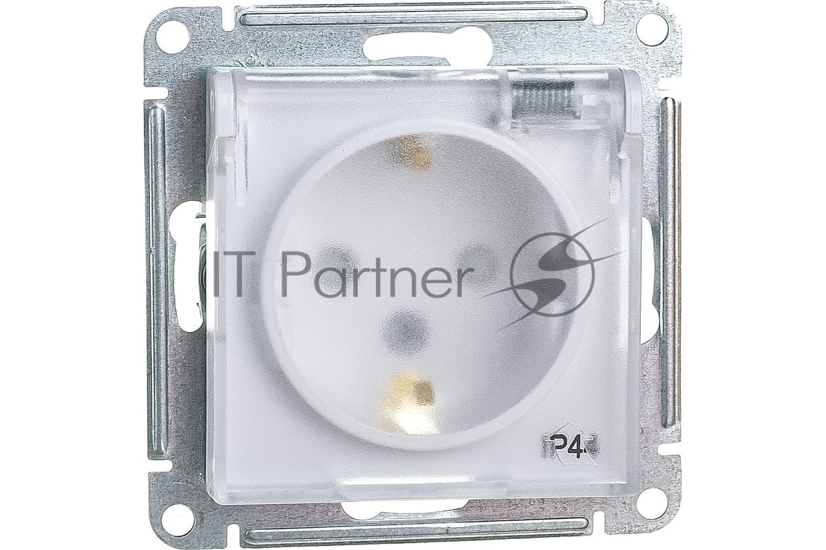 Механизм розетки 1-м СП AtlasDesign AQUA с заземл. защ. шторки с защ. крышкой 16А IP44 белый, SchE ATN440146
