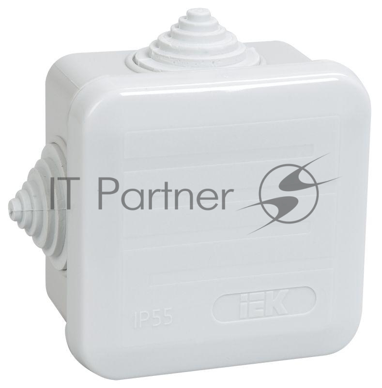 Коробка КМ41236 распаячная Iek UKOZ11-070-070-040-K41-44 для о/п 70х70х40 мм IP44 (RAL7035, 4 гермоввода, защелкивающаяся крышка)