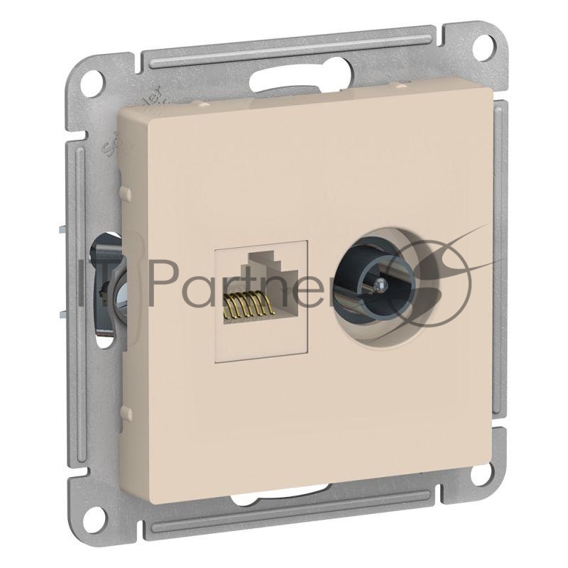 Механизм розетки 2-м AtlasDesign комп. RJ45 кат.5E+TV беж. SchE ATN000289