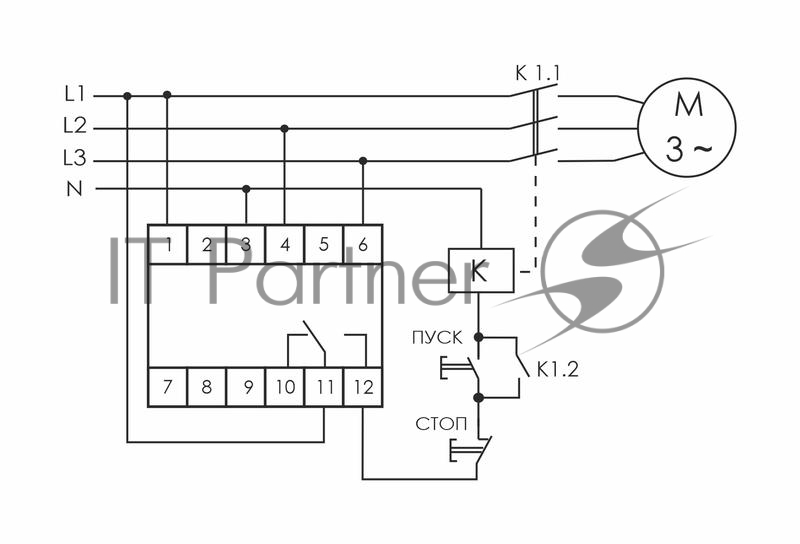 Реле контроля фаз CZF-310 (1 модуль; монтаж на DIN-рейке; 3х400/230+N 8А 1NO/NC IP20) F&F EA04.001.005