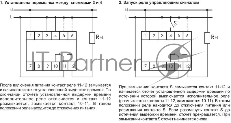 Реле времени RV-02 (задержка выкл. (1-120сек) 230В 16А 1перекл. IP20 монтаж на DIN-рейке) F&F EA02.001.008