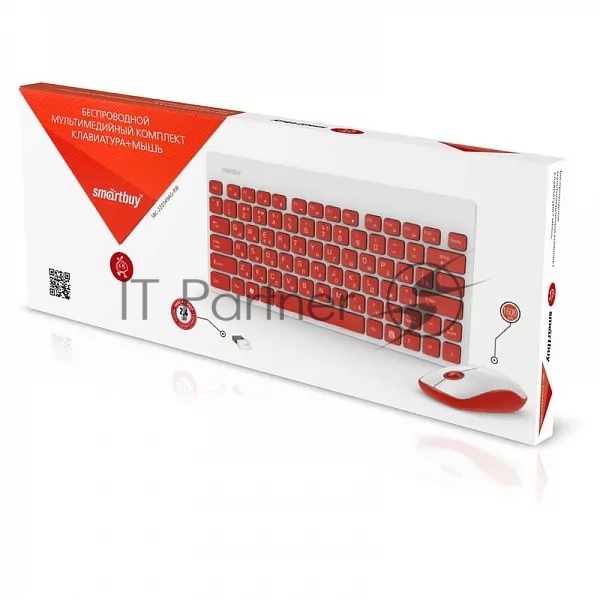Комплект клавиатура+мышь Smartbuy 220349AG беспроводной, USB, 1600 DPI, белый/красный