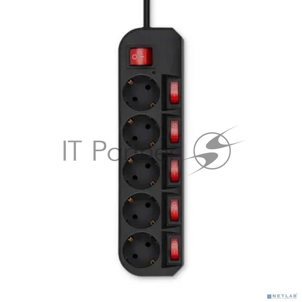 Сетевой фильтр Buro 500SH-3-SW-B 3 м, 5 розеток, черный, коробка