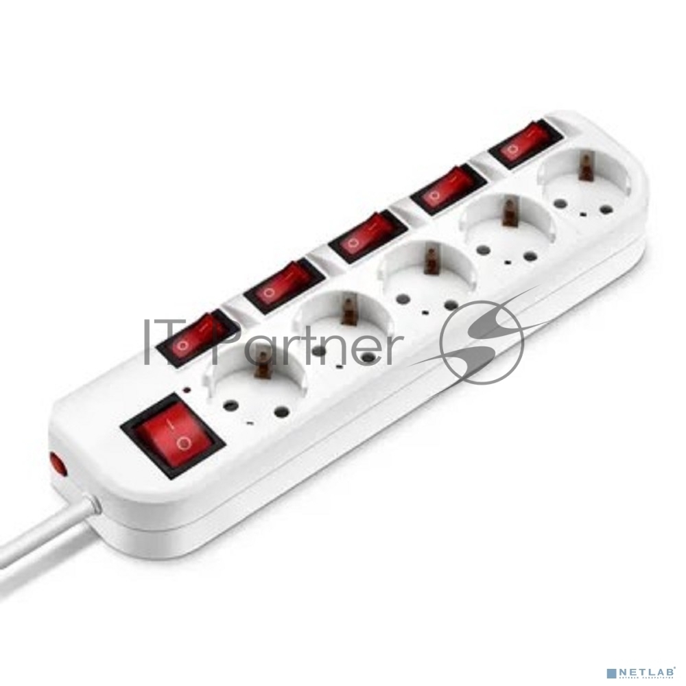 Сетевой фильтр Buro 500SH-3-SW-W 3 м, 5 розеток, белый, коробка