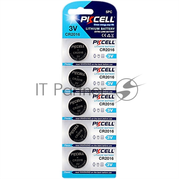 Литиевый элемент питания PKCELL CR2016-5B тип - CR2016 5 шт в блистере