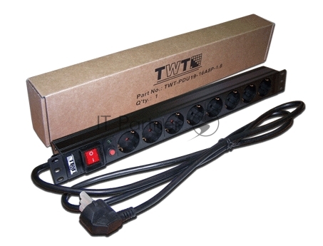 Блок розеток 19" 8 шт., 16A 250V, шнур питания 3.0 м