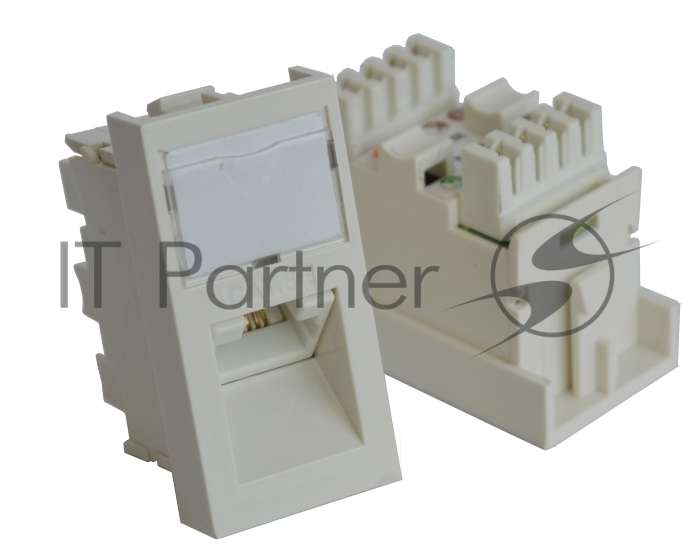 Вставка RJ-45 UTP Cat.5E, 22.5x45 мм угловая, с маркировкой, белая