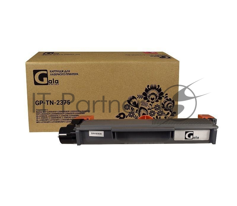 Картридж GP-TN-2375 для принтеров Brother DCP-L2500/DCP-L2500DR/DCP-L2520/DCP-L2520DWR/DCP-L2540/DCP-L2540DNR/DCP-L2560/DCP-L2560DWR/HL-L2300/HL-L2300DR/HL-L2340/HL-L2340DWR/HL-L2360/HL-L2360DNR/HL-L2365/HL-L2365DWR/HL-L2380/MFC-L2700/MFC-L2700DWR/MFC-L2700DNR/MFC-L2720/MFC-L2720DWR/MFC-L2740/MFC-L2740DWR совместимый корпус 2600 копий GalaPrint