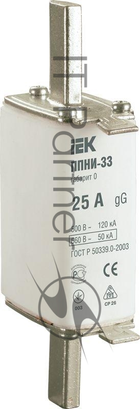Вставка плавкая ППНИ-33 25А габарит 0 IEK DPP20-025