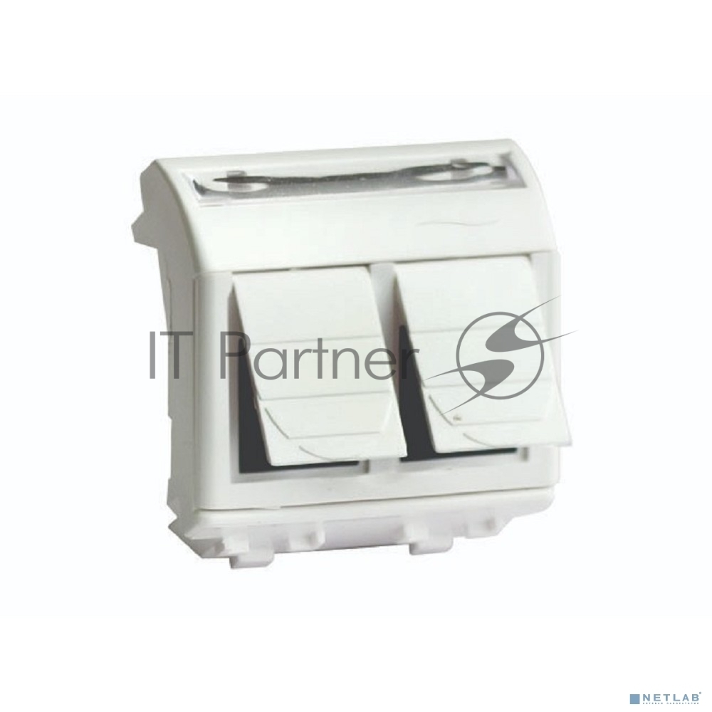 Розетка компьютерная RJ-45 кат.5Е (2 разъема PcNet) 2 мод DKC Brava Белая