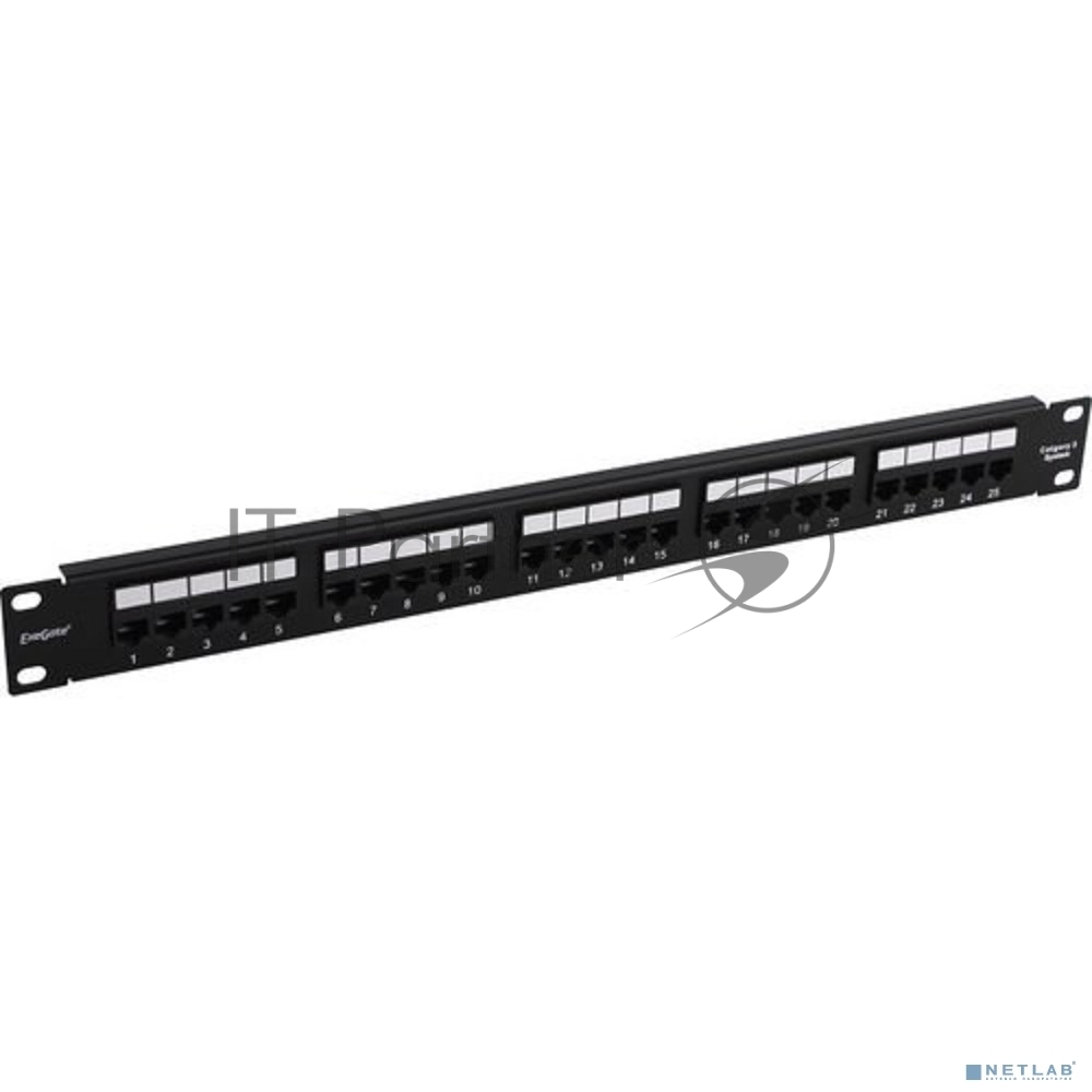 Exegate EX281084RUS Патч-панель телефонная 19", 1U 25 port ExeGate  разъём RJ-12 6P4C, RoHS, цвет черный