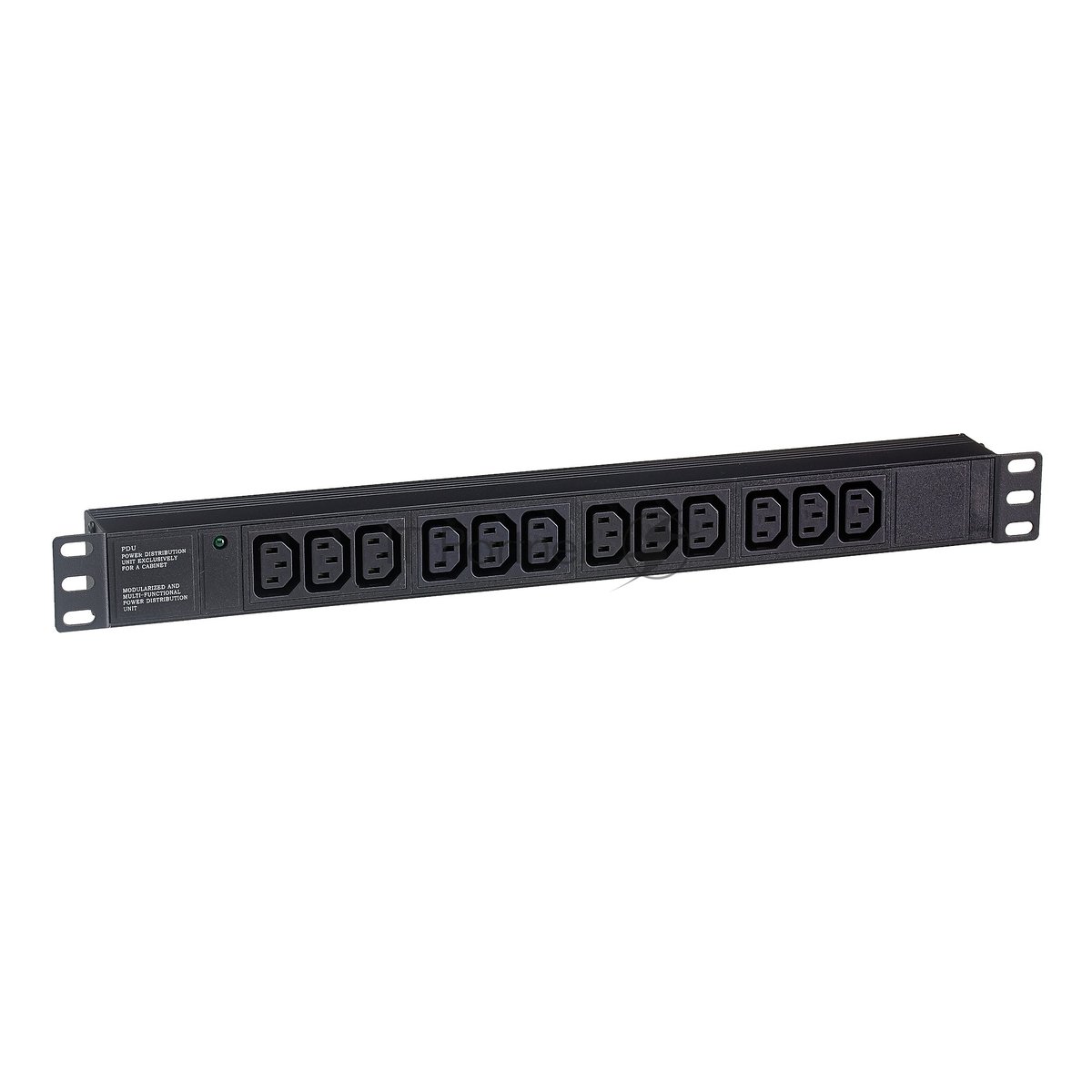 Блок розеток Exegate - ServerPro PDU-19H007 Al-12C13-C20, 16A, in (1xIEC-320 C20), out ( 12xIEC-C320 C13), Горизонтальный, индикатор, 1U, цвет чёрный, EX280865RUS
