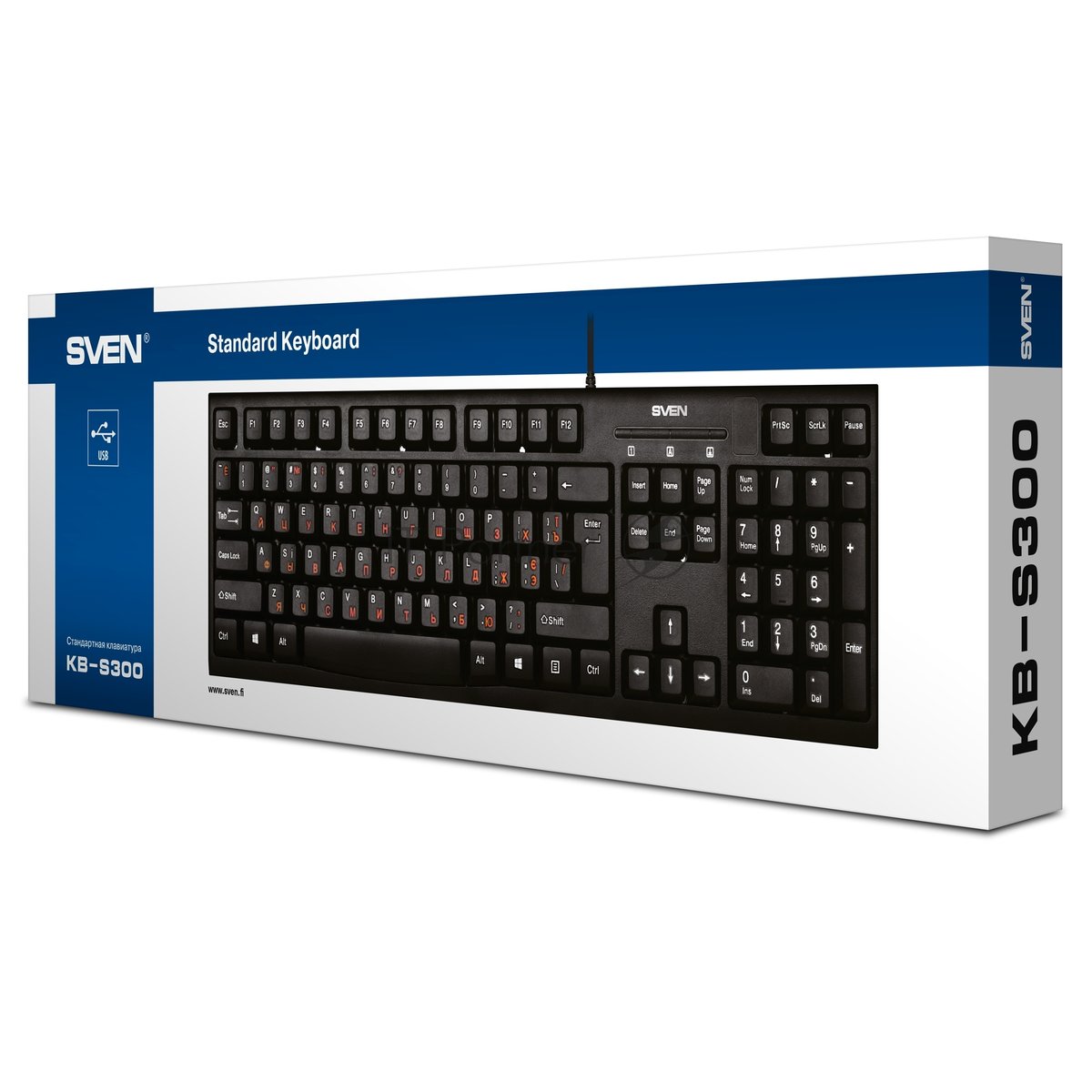 Клавиатура SVEN KB-S300 проводная, USB Type-A, чёрный