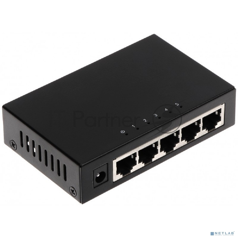 DAHUA DH-PFS3005-5GT 5-портовый гигабитный неуправляемый коммутатор, 5xRJ45 1Gb, коммутация 10 Гбит/с, MAC-таблица 2К, металл