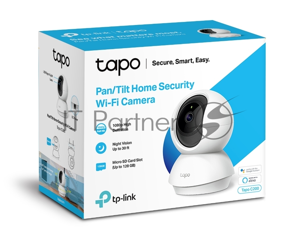 Камера 1080P indoor IP camera, 360° horizontal and 114° vertical range, Night Vision, Motion Detection, 2-way Audio, support 128G MicroSD card