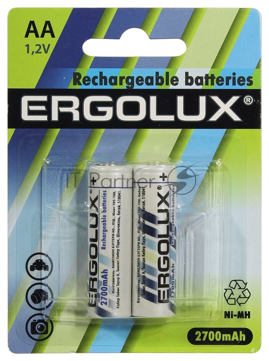 Ergolux AA-2700mAh Ni-Mh BL-2 (NHAA2700BL2, аккумулятор,1.2В)  (2 шт. в уп-ке)